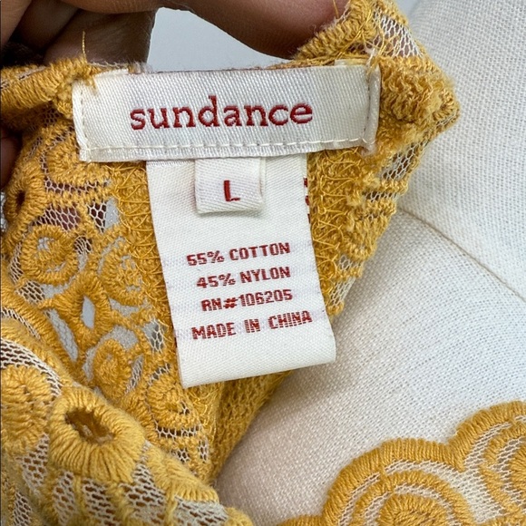 Sundance Size L Embroidered Mesh Sheer  Golden LaceTop Yellow Gold - Picture 2 of 9